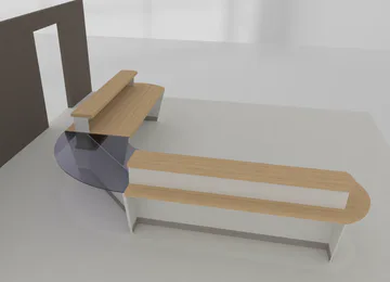 Afficher : Rendu 3D banque d’accueil sur mesure en bois avec Aléker Designer