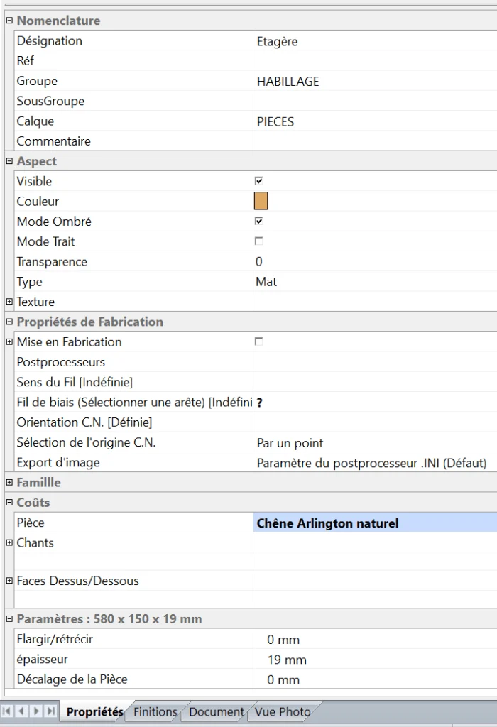 Conception 3D, débits, plans, CNC. Tout ce qu’il faut pour produire plus vite. - Zoom sur l'éditeur de propriétés